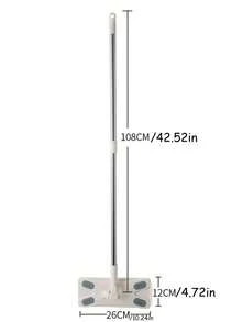 1pc Japanese Style Disposable Dust Collection Mop With Detachable Static Dust Sheets, Slouchy Dusting Paper Mop With Iron Rod Handle - Grey - View 6