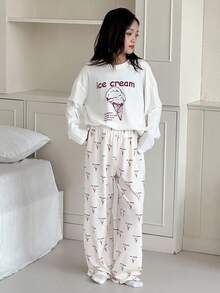 Dazy Kids 青少年女孩休闲家居服睡衣，秋季 - 白色 - 查看 2