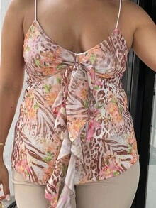 NegzBox Summer Women Clothes Concert Outfits Ruise Women Outfits Country Concert Outfit Beach Vacation Outfits Cute Summer Tops Flower-Printed Tied Strappy Vest
