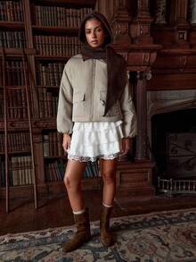 Athîral Women's Long Sleeve Zipper Front Pocket Casual Loose Winter Jacket