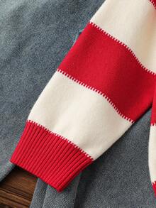 Young Boys' Autumn/Winter New Cardigans - Simple, Versatile, Retro Striped, Stylish, Comfortable, Casual, Slouchy-Chic Knit Outerwear - Red - View 6