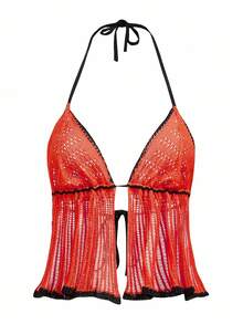 SHEIN Women's Halloween Hollow-Out Backless Sweater Vest - Orange - View 1