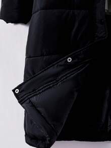 Sparklyn 女童羽绒服，休闲学院风，长袖长款带口袋连帽加厚外套，适合秋冬季外出穿着，可搭配裤子、运动裤、连衣裙、连帽衫、T恤、毛衣等。 - 黑色 - 查看 7