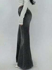 DAZY Women's Casual Flare Leg Jeans - Black - View 4