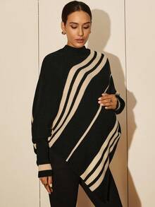 MaterniWear 孕妇装蝙蝠袖条纹立领宽松休闲毛衣，秋季