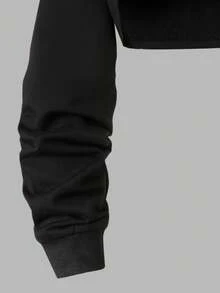 3 件套青少年女孩休闲舒适长袖短款连帽运动衫、牛仔星星印花吊带背心和牛仔印花裤套装，演唱会服装