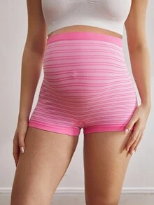 BloomMama Pink Striped Seamless High Elastic Belly Support Maternity Underwear - Multicolor - View 3