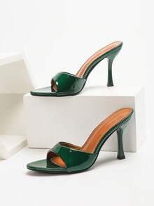 CUCCOO SZL Sandalias de tacón alto brillante para mujer, de moda para uso diario, fiestas y ocasiones - Verde - Ver 4