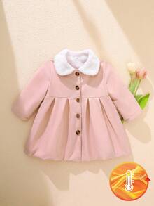 SHEIN Áo khoác dày nơ thời trang đa năng cho bé gái, thích hợp mặc hàng ngày vào mùa thu đông - Hồng - Xem 8