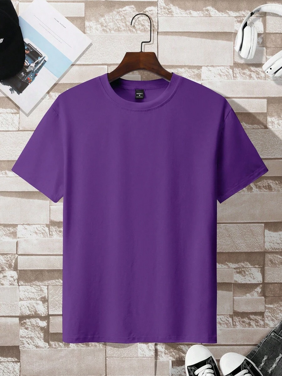 Manfinity Dauomo Men's Crew Neck Short Sleeve Basic Casual T-Shirt - Purple - View 1