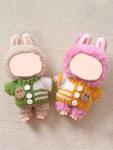 Suéter de Tricô Aconchegante para Labubu - Roupa de Inverno Fofa para Figuras e Chaveiros da 1ª/2ª Geração da Caixa Surpresa, Roupas de Boneca em Miniatura com Botões, Presente de Aniversário para Colecionadores - Multicolorido - Visão 5