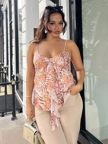 NegzBox Summer Women Clothes Concert Outfits Ruise Women Outfits Country Concert Outfit Beach Vacation Outfits Cute Summer Tops Flower-Printed Tied Strappy Vest