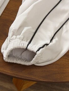 Genkimix Kids New Arrival Relaxed Fit Sweatpants For Energetic Boys, Featuring Elastic Waistband For Easy Wear, Soft And Skin-Friendly Fabric, Fashionable And Versatile Design Suitable For Daily School, Sports, Outdoor Play And Casual Occasions Chic Outfits For Autumn/Winter Fall - White - View 5