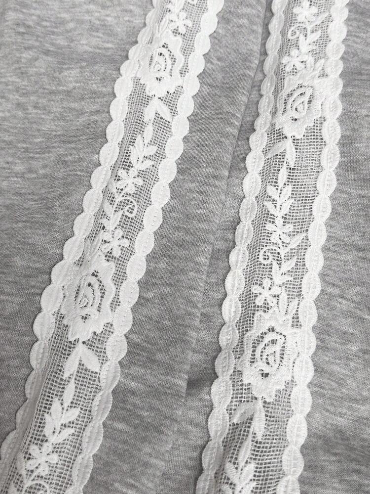 SHEIN Women's Loose Fit Straight-Leg Pants With Lace Trim Fall Cloth For Women