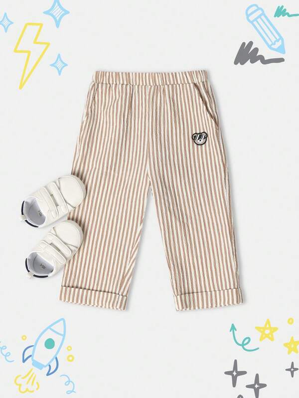 SUMWON Pantalon d'été à enfiler en seersucker pour tout-petits, tenue de plage pour vacances. Taille élastique, confort quotidien, léger et respirant. Pantalon mode classique pour les vacances, à porter toute la journée