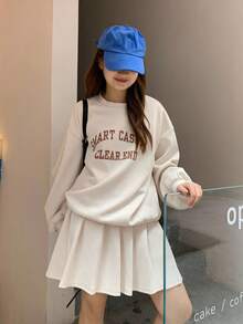 DAZY 少女宽松字母印花卫衣套装，甜美风格，秋季