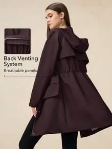 OutZeal Women Jacket Long Sleeve Top Camping Hiking Water-Resistant Hooded Long Length Drawstring Waist With Zip Pockets