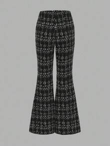 Girlism Ensemble deux pièces pour jeune fille, chemise à manches longues à col volant plissé en tissu croisé élégant pour le printemps et l'automne + pantalon simple en tissu croisé tressé - Noir et Blanc - Voir 9