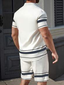 Manfinity Homme Men's Summer Striped Short Sleeve Single-Breasted Casual Shirt - Multicolor - View 2