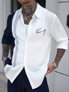 Manfinity CasualCool Áo sơ mi nam cổ bẻ phối màu thường ngày, áo dài tay, phù hợp cho nhiều dịp như đi làm, giải trí, hẹn hò và công tác. Áo sơ mi thu mới này phù hợp cho nhiều dịp như đi làm, hẹn hò và công tác. Đây là áo dài tay để đi chơi vào mùa thu. - Nhiều màu - Xem 1