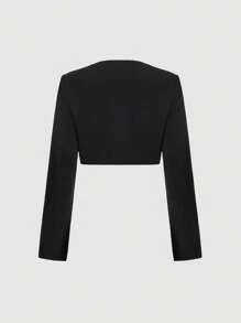 SHEIN MOD 优雅休闲通勤套装连衣裙和夹克，秋季两件套，秋季女式夹克，商务休闲女装，正式礼服，性感办公室女式两件套，老式教师装 - 黑與白 - 查看 8