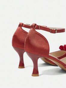 CUCCOO HITCHD Women's Retro Embroidered Pointed Toe High Heel Slingback Shoes - Bordeaux - View 12