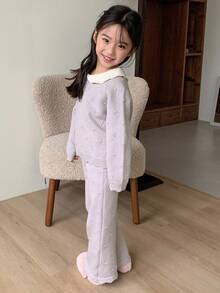 DAZY Conjunto de suéter de punto para niñas, otoño - Morado - Ver 6