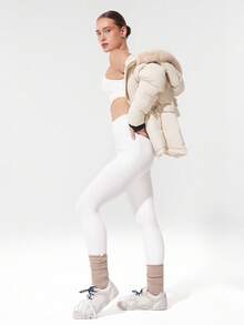 GLOWMODE 28" FeatherFit™-Warm High Waist Leggings With Side Pockets Low Impact Yoga Daily Autumn Winter Fall Winter