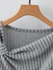 GlowEve Women's Oblique Collar Ruched Fitted Long Sleeve Knit Top Fall Cloth For Women