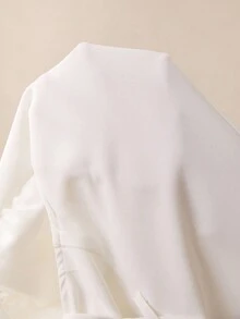 Elegant & Graceful White Short Lapel Button Chiffon Skirt Suit Set For Teen Girls - White - View 7