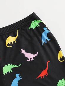 SHEIN EZwear Dinosaur Print Shorts - Multicolor - View 4