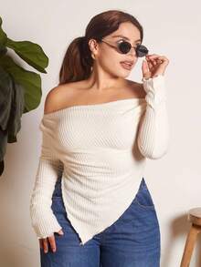 Lupita Cardoza Y2K Grunge 不对称领口莴苣边 T 恤 - 米色 - 查看 5