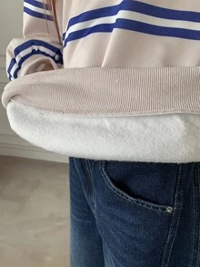 Dazy Kids Tween Girls Striped Crew Neck Fleece Sweatshirt, Fall,Winter - Multicolor - View 8