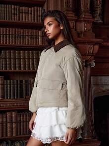 Athîral Women's Long Sleeve Zipper Front Pocket Casual Loose Winter Jacket