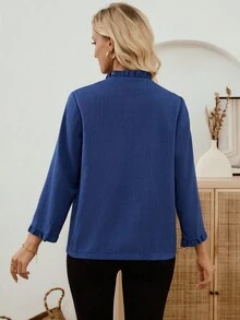 EMERY ROSE 女士纯色简约休闲长袖常规夹克女冬装冬季夹克冬季外套冬季外套女冬装女秋装女冬装女秋装女冬装 - 藏蓝色 - 查看 2