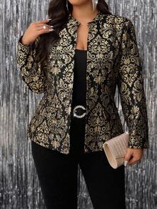 Ellevyn Christmas Curvy Plus Size Women's Romantic Elegant Formal Gold Shining Gold High Quality Three-Dimensional Jacquard Fabric Long Sleeve Coat ,Shiny Gold,Comfortable And Warm From The Cold,2025 New,Fall Women Clothes, Winter Clothes For Women,Vintage,Going Out Outfits,Fall Outfits,Winter For Women,Fall Clothes Plus Size, Office Outfits For Women,Fall Outfits For Women,Classy Outfits For Women,Women's Fall Clothes,Christmas,Christmas Costumes,Halloween Clothes Women,Old Money Style Women,Fall Clothes For Women,Business Casual Woman,Office Outfits For Women,Work Outfits For Women,Business Professional Women,Business Casual Outfits Women,Office Attire For Women,Office Wear,Suitable For Multiple Occasions,Plus Size Plus Size Evening Gown Bronze Coat Champagne Formal Coat Gold Plus Size Formal Coat