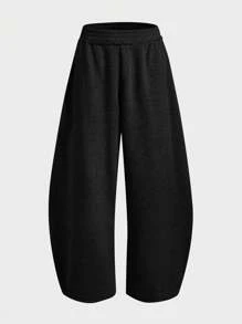 EASEVO Plus Size Men's Casual Loose Fit Gray Knit Long Jogger Pants - Black - View 2