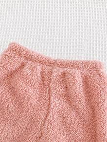 Cozy Pixies 2 pezzi Set di top a girocollo a maniche lunghe e pantaloni alla caviglia con fodera in pile e motivo a cuori per bambina