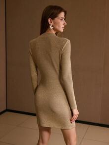 MOTF PREMIUM WRAP ASYMMETRICAL HEM SLIM FIT DRESS