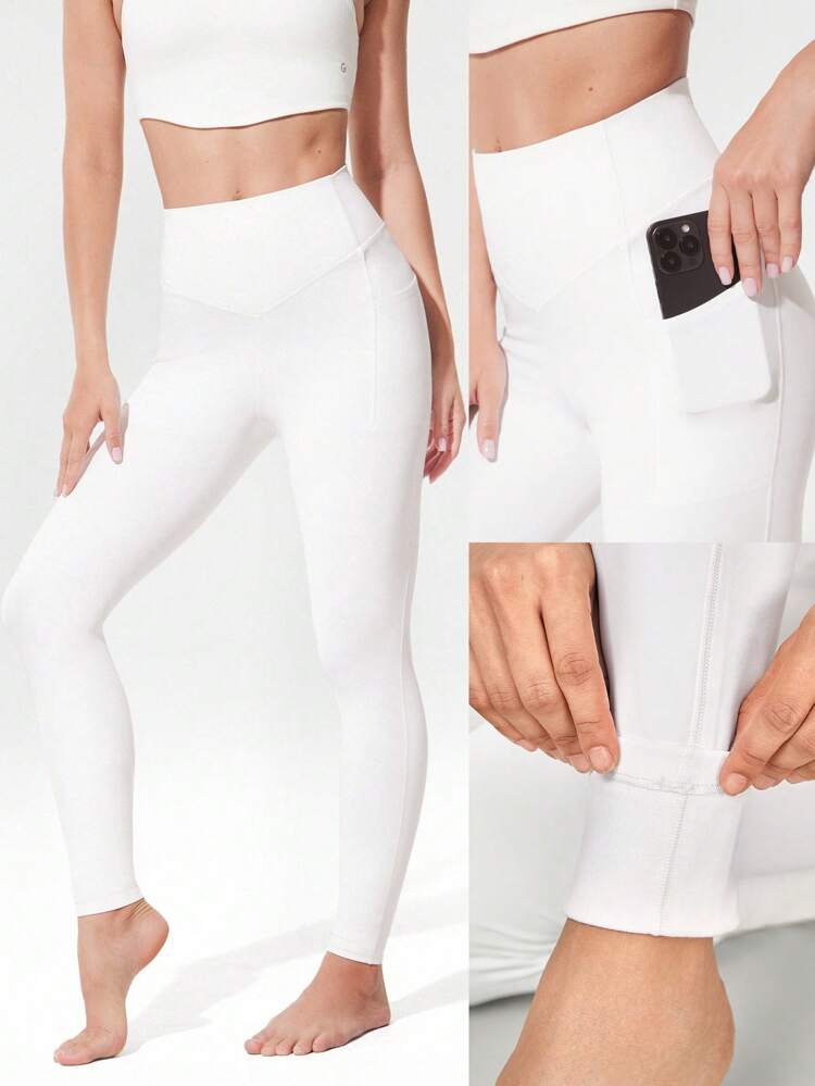 28" FeatherFit™-Warm High Waist Leggings With Side Pockets Low Impact Yoga Pilates Daily Autumn Winter Fall Winter