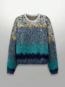 NEON BLANC Men's Knitted Sweater, High-Quality Ombre Knit Sweater, Suitable For Autumn/Winter Outerwear, Soft And Cozy Knitwear, Hand Wash Or Dry Clean, Suitable For Global Wear, Grunge Style - Green - View 2