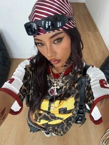 Coolane 女士夏季节日复古街头运动服数字印花超大棒球服 T 恤