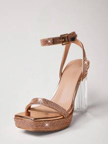 Hauture Giày cao gót quai mắt cá chân đính đá Rhinestone cho nữ, Giày cao gót dự tiệc quyến rũ cho tiệc cưới, ngày lễ tình nhân - Rượu sâm banh - Xem 7