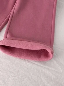 Genkimix Kids 2pcs/Set Baju Sweatshirt Lengan Raglan Putih Motif Huruf untuk Anak Perempuan, Celana Jogging Longgar Warna Pink, Pakaian Kasual untuk Kembali ke Sekolah, Musim Gugur, Musim Semi, dan Musim Dingin - MultiWarna - View 9