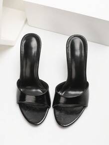 CUCCOO SZL 女士亮面高跟凉鞋，时尚百搭，适合日常、派对和各种场合 - 黑色 - 查看 6