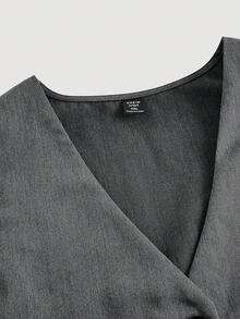 SHEIN MOD Plus Size Women's Solid Color Single-Breasted Vest And Wide-Leg Pants Casual Suit Set In Fall/Winter