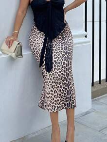 NegzBox Leopard Print Pencil Skirt - Multicolor - View 5