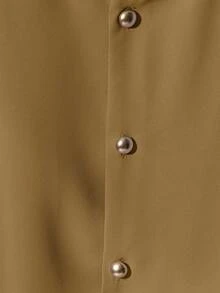 Franclia Fashionable High-End Round Neck Short Sleeve Button-Up Blouse For Women