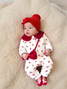 SHEIN 2025年冬季女婴毛绒长袖连体衣 - 彩色 - 查看 7