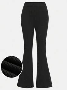 Girlism Teen Girls Ribbed Elastic Waist Flared Leg Stretch Pants,Halloween,Fall,Winter,Autumn,Christmas,Y2k,Summer